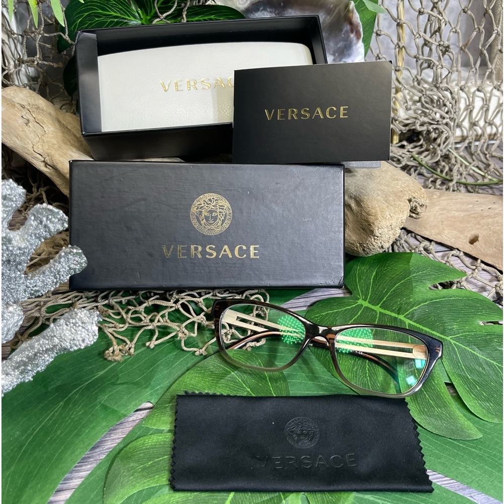 VERSACE Eyeglasses w HardShell Case Cleaning Cloth, Info Insert & Original Box
